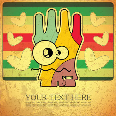 Monster on retro backgroundのイラスト素材
