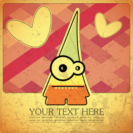 Monster on retro backgroundのイラスト素材