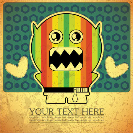 Monster on retro backgroundのイラスト素材