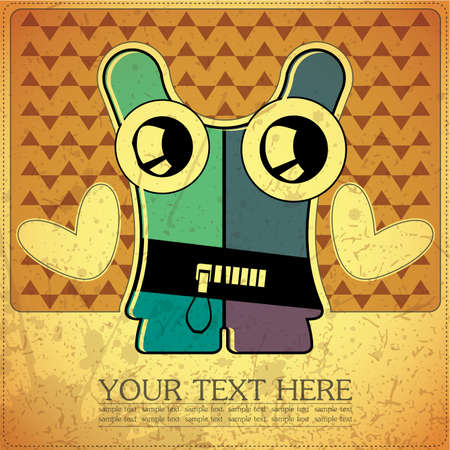 Monster on retro backgroundのイラスト素材