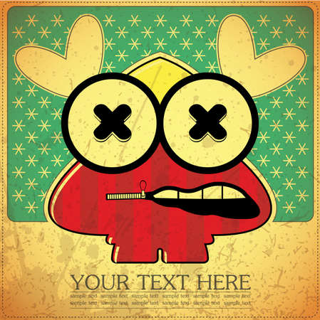 Monster on retro backgroundのイラスト素材