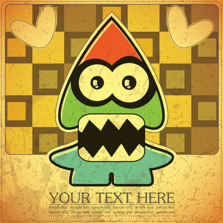 Monster on retro backgroundのイラスト素材