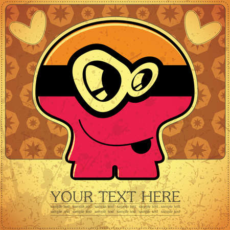 Monster on retro backgroundのイラスト素材