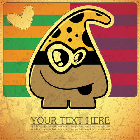 Monster on retro backgroundのイラスト素材