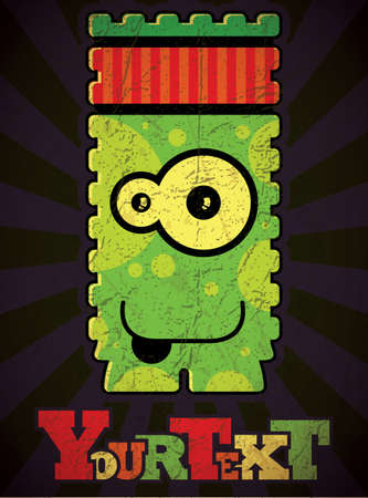 Monster on retro backgroundのイラスト素材