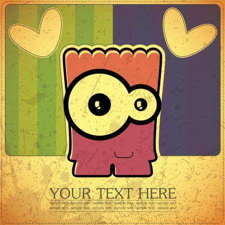 Monster on retro backgroundのイラスト素材