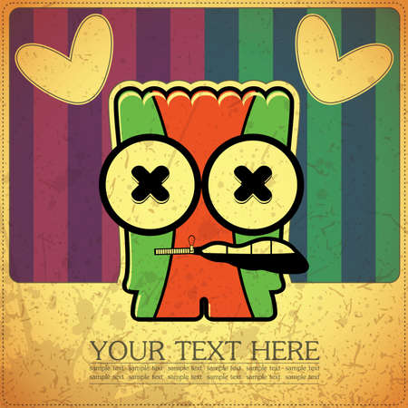 Monster on retro backgroundのイラスト素材