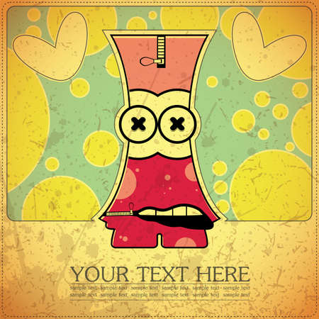 Monster on retro backgroundのイラスト素材