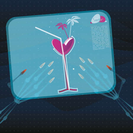 Character is holding a menu with drinksのイラスト素材