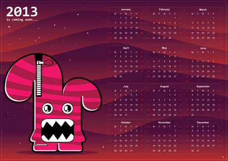 Calendar 2013 with monsterのイラスト素材