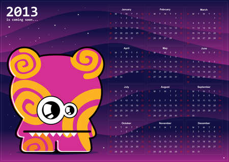Calendar 2013 with monsterのイラスト素材