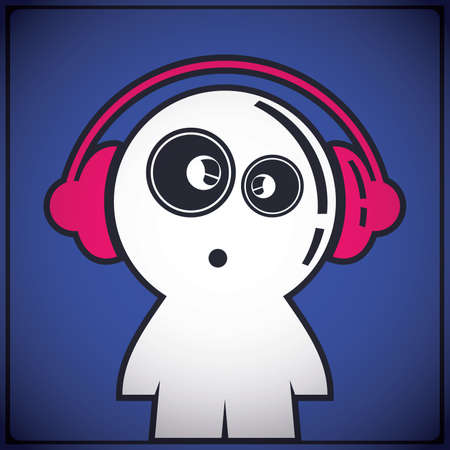 funny boy with headphonesのイラスト素材