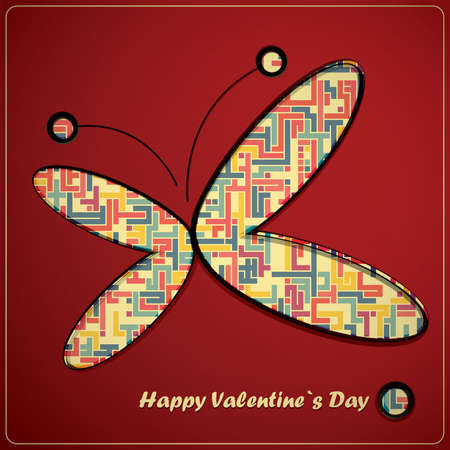 Valentine s day card with butterflyのイラスト素材