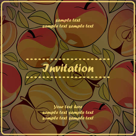 Invitation card with appleのイラスト素材