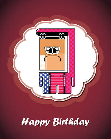  Happy birthday card with cute cartoon monsterのイラスト素材