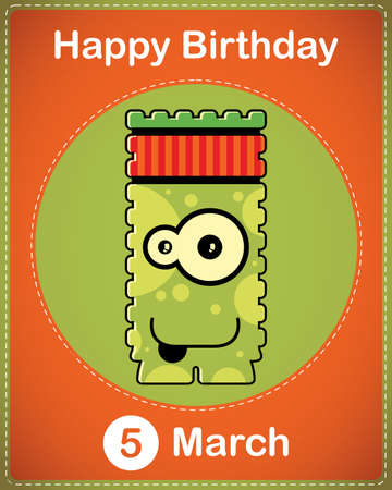  Happy birthday card with cute cartoon monsterのイラスト素材
