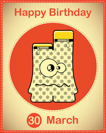  Happy birthday card with cute cartoon monsterのイラスト素材