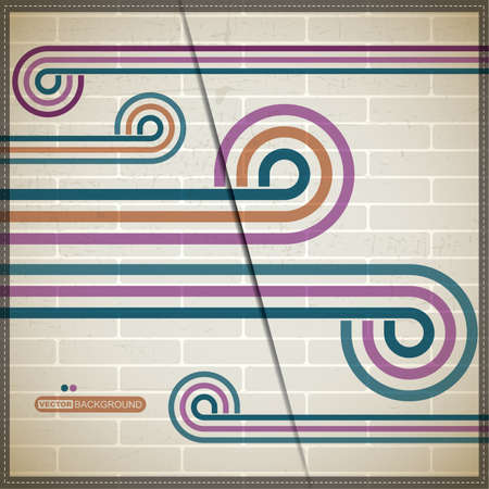 Abstract background with decorative elements on brick wallのイラスト素材