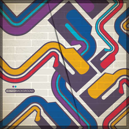 Abstract background with decorative elements on brick wallのイラスト素材