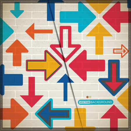 Abstract background with decorative elements on brick wallのイラスト素材