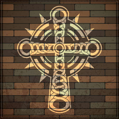 cross on brick wallのイラスト素材