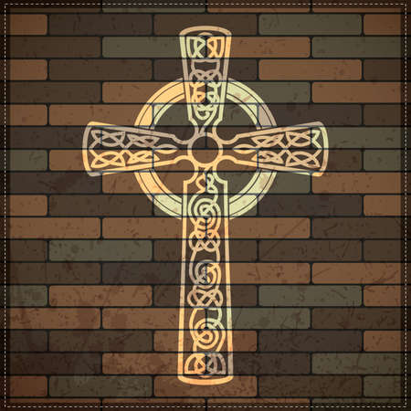 cross on brick wallのイラスト素材