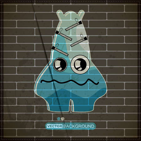 Monster on old brick wallのイラスト素材