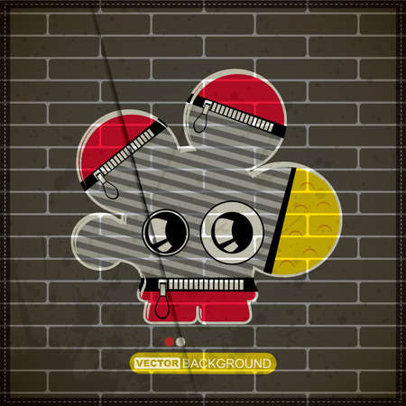 Monster on old brick wallのイラスト素材