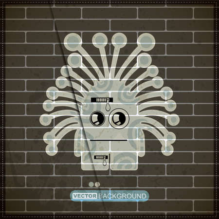 Monster on old brick wallのイラスト素材