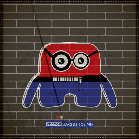 Monster on old brick wallのイラスト素材