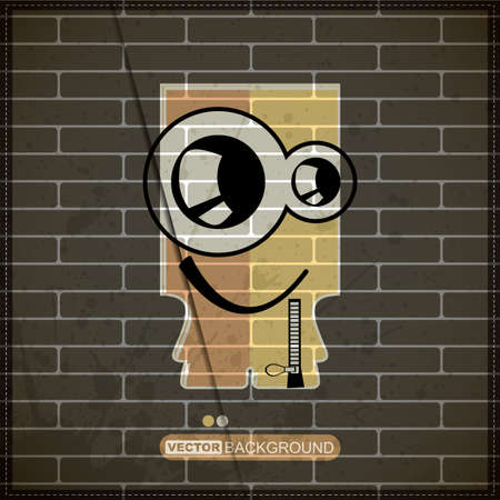 Monster on old brick wallのイラスト素材