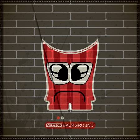 Monster on old brick wallのイラスト素材