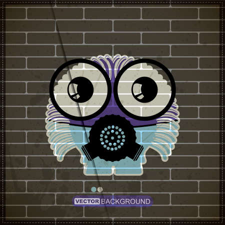 Monster on old brick wallのイラスト素材