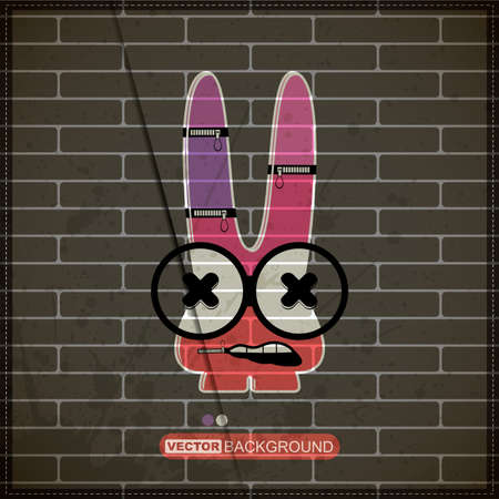Monster on old brick wallのイラスト素材