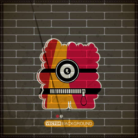 Monster on old brick wallのイラスト素材