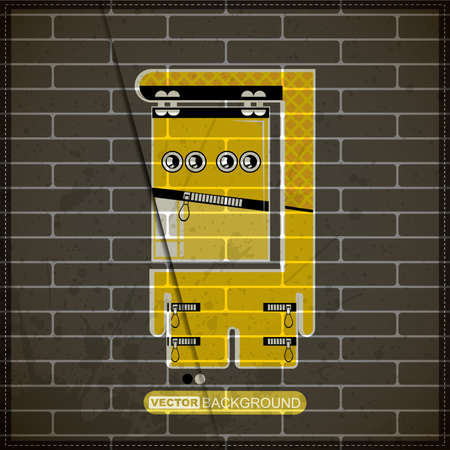 Monster on old brick wallのイラスト素材