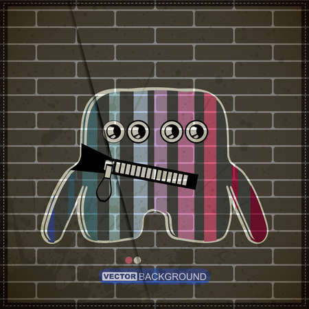 Monster on old brick wallのイラスト素材