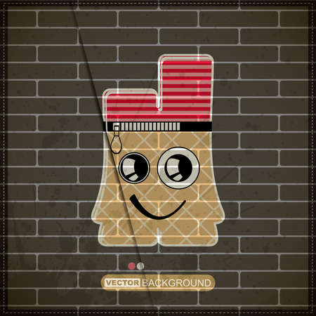 Monster on old brick wallのイラスト素材