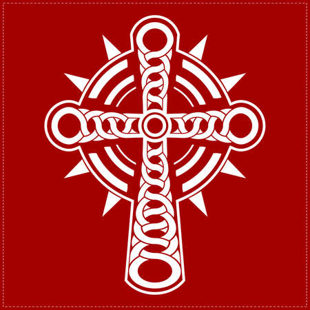 white cross on red backgroundのイラスト素材