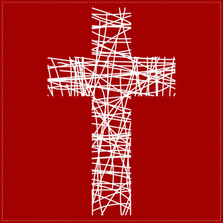 white cross on red backgroundのイラスト素材