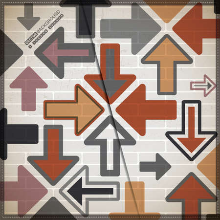 Abstract background with decorative elements on brick wallのイラスト素材