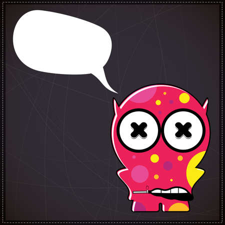 Monster with chat bubbleのイラスト素材