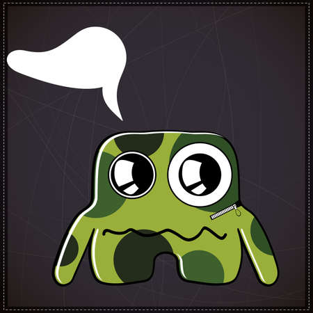 Monster with chat bubbleのイラスト素材