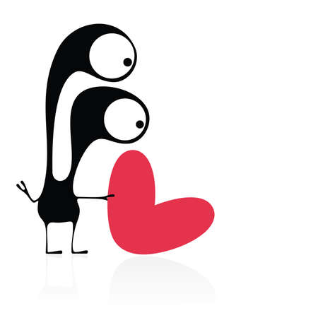 Cute monster with heartのイラスト素材