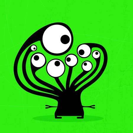 Monster on grunge backgroundのイラスト素材