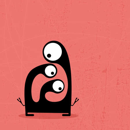 Monster on grunge backgroundのイラスト素材