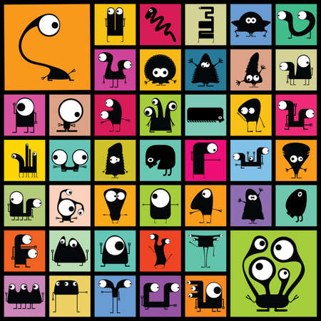 Set of cute monsters  vectorのイラスト素材