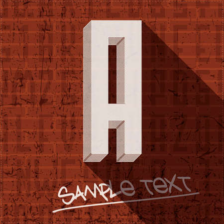 Stylish letter A, on grunge brick wallのイラスト素材
