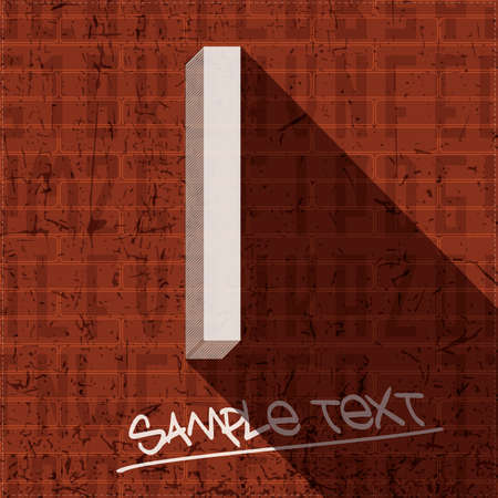 Stylish letter I, on grunge brick wallのイラスト素材