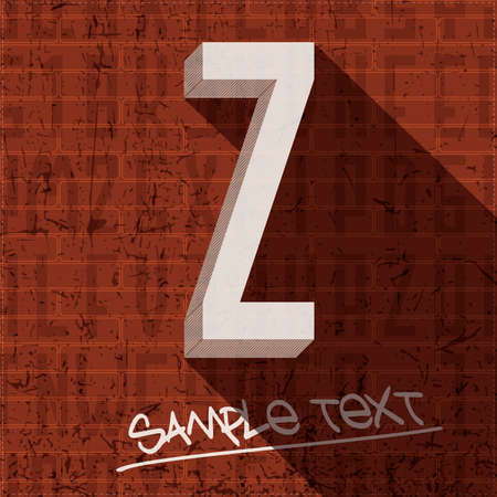 Stylish letter Z, on grunge brick wallのイラスト素材